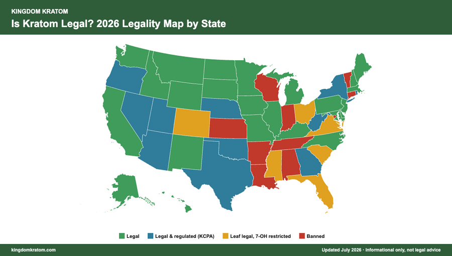 2026 U.S. kratom legality map by state — Kingdom Kratom