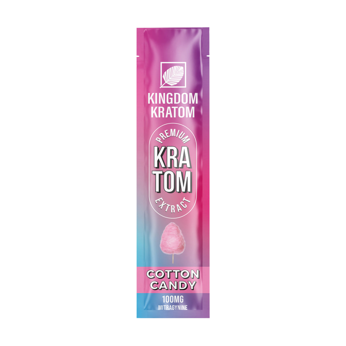 Pink Purple Kingdom Burst Cotton Candy Flavored Kratom Stick Pack 100mg Mitragynine - Front View | Kingdom Kratom