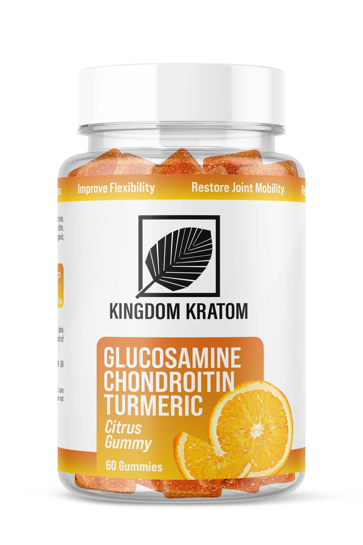 Glucosamine Chondroitin Turmeric Citrus Gummies 60ct Jar - Front View | Kingdom Kratom
