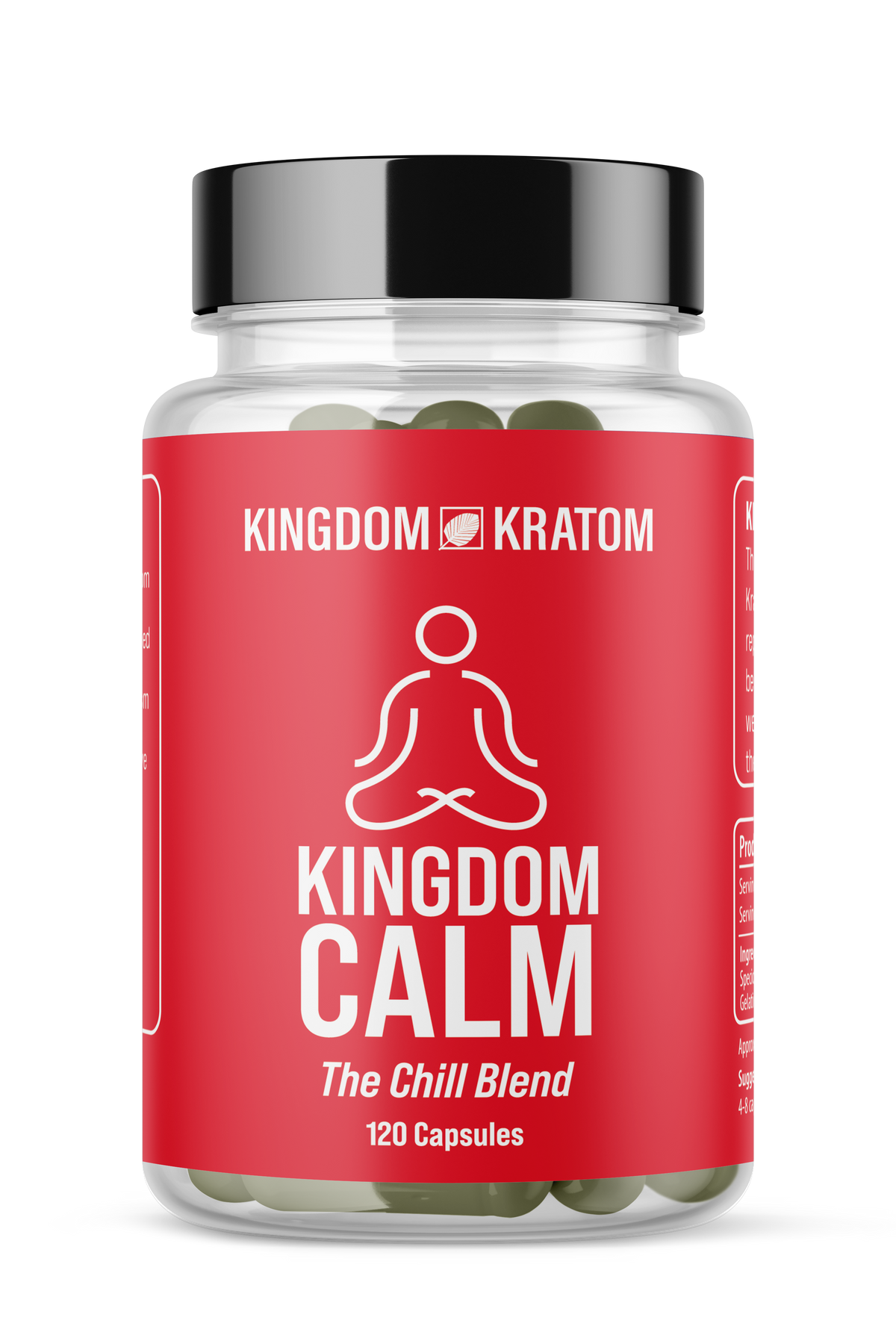 Kingdom Kratom Calm Red Blend Capsules 120ct - Front View, Chill Blend for Relaxation & Calm | Kingdom Kratom