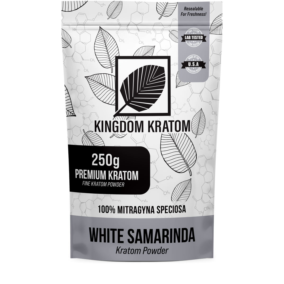 White Samarinda Kratom Powder 250g - Front View | Kingdom Kratom
