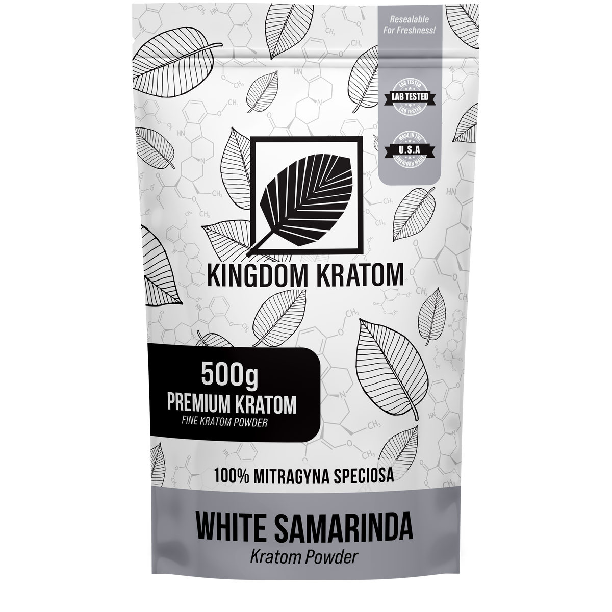 White Samarinda Kratom Powder 500g - Front View | Kingdom Kratom