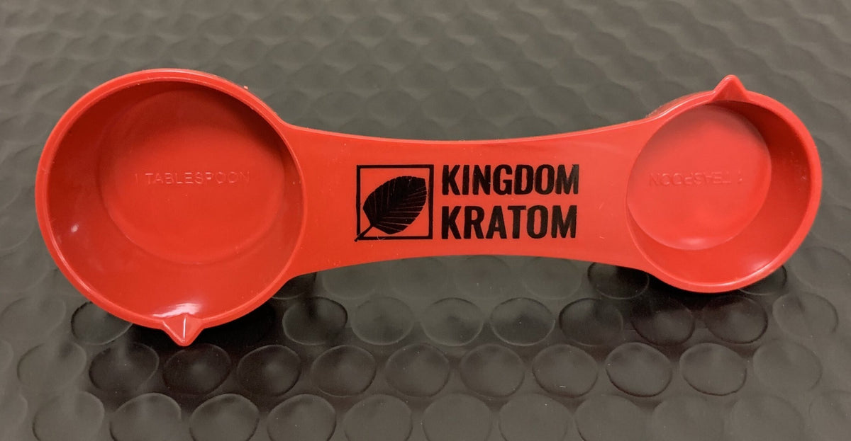 Red Plastic Kratom Measuring Spoon 1 Teaspoon & Tablespoon - Top View | Kingdom Kratom